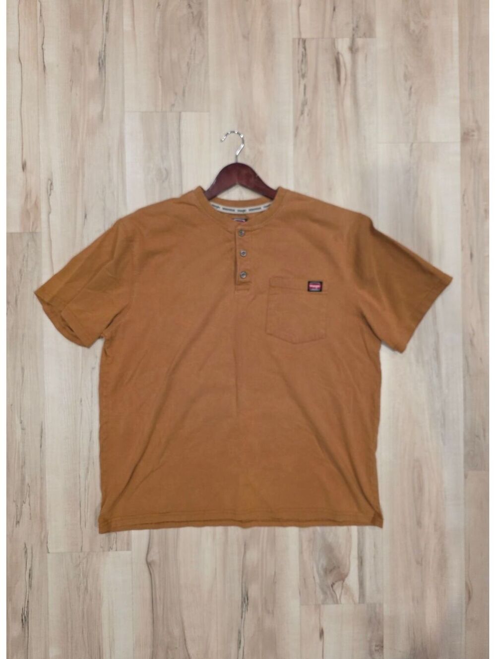 Wrangler Workwear Brown Henley Short Sleeve T-Shirt XL